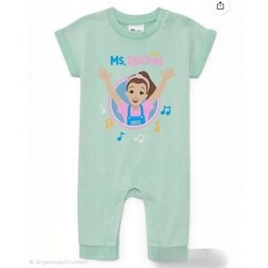Ms. Rachel Baby Outfit 12M‎ Romper Bodysuit Short Sleeve One Piece Mint